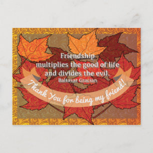 Carte Postale Amitié Merci Automne Thanksgiving citation