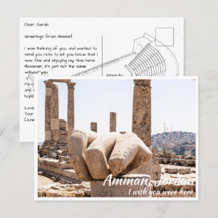 Carte Postale Amman Jordan avec la main d'Hercules