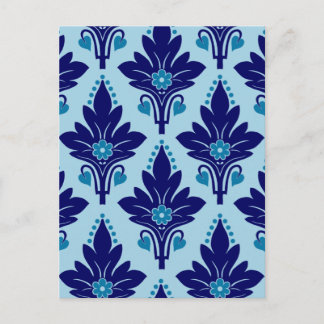 CARTE POSTALE AMOROSO DAMASK : BLEU SUR BLEU