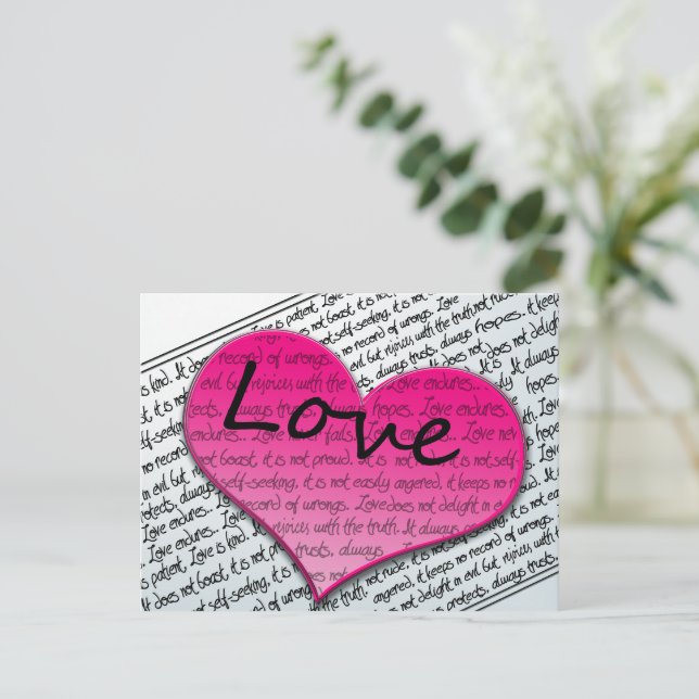 Carte Postale Amour 1 Corinthiens 13 Coeurs Rose (Debout devant)