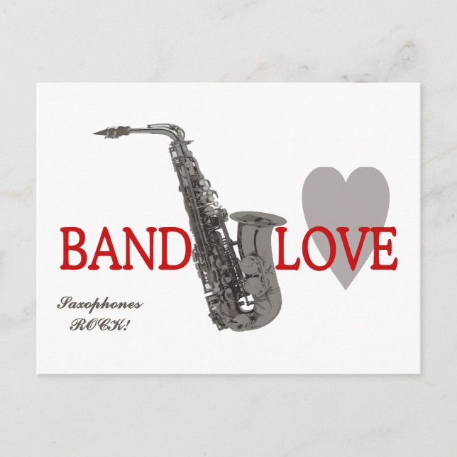 Carte Postale Amour de bande/ Saxophone (Devant)