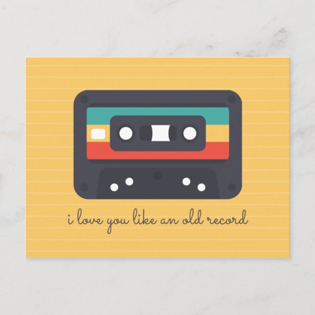 Carte Postale Amour de cassette Lignes Jaunes (Devant)