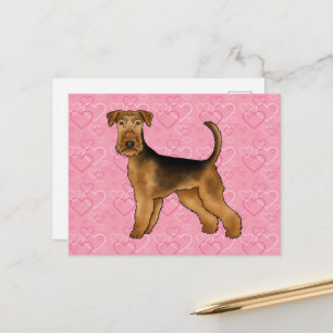 Carte Postale Amour de chien Airedale Terrier avec motif de cœur