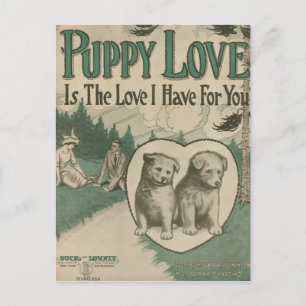Carte Postale Amour de chiot
