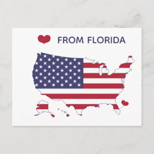 Carte Postale Amour de Floride - State Pride - Drapeau américain