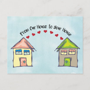 Carte Postale Amour de notre maison à votre maison avec dessin a
