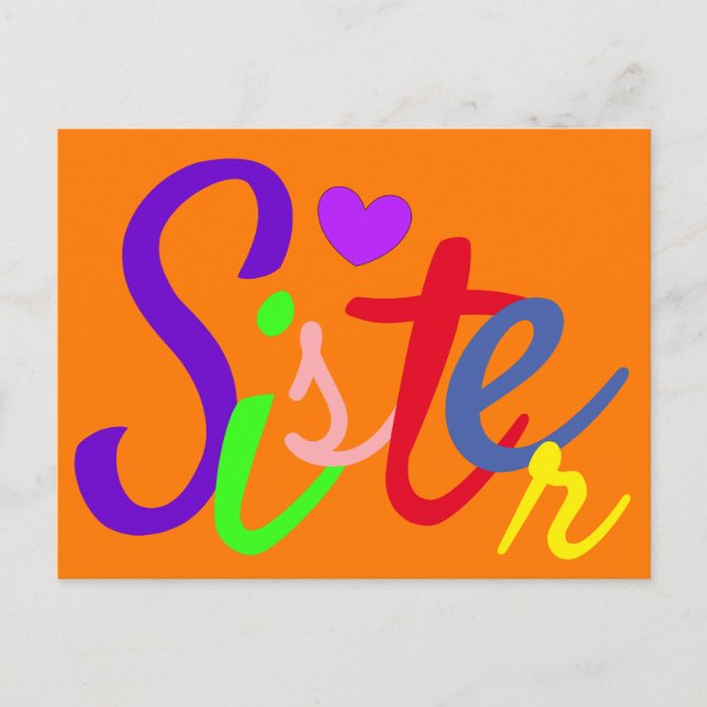 Carte Postale Amour de Soeur colorée (Devant)