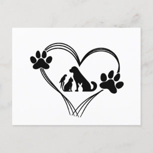 Carte Postale Amour des pattes d'animaux