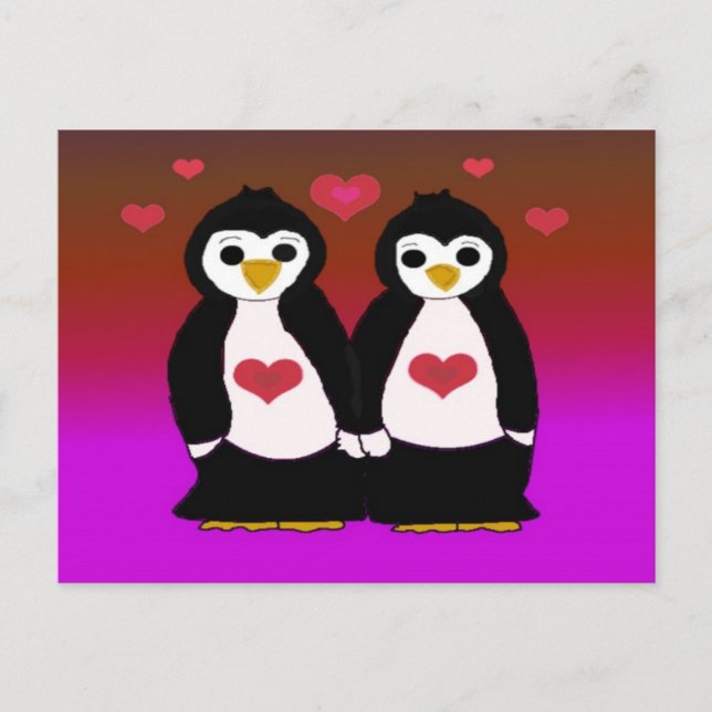 Carte Postale Amour des pingouins (Devant)