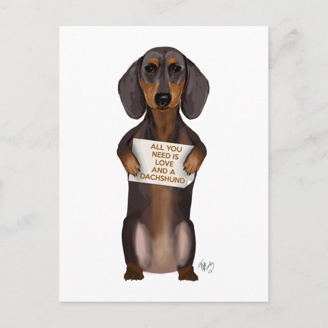 Carte Postale Amour et Dachshund (Devant)