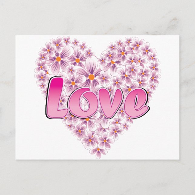 Carte Postale Amour et marguerites roses (Devant)