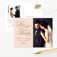 Amour et Merci Blush Gold Photo Mariage Merci