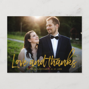 Carte Postale Amour Et Merci Gold Foil Mariage Photo