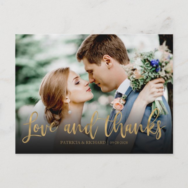 Carte Postale Amour Et Merci Joli Mariage Photo Merci (Devant)