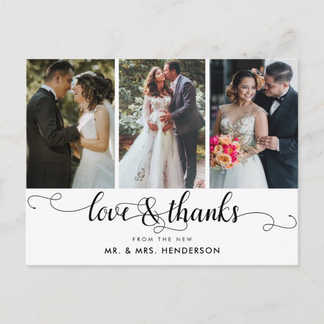 Carte Postale Amour Et Merci Mariage Photo Collage Merci (Devant)
