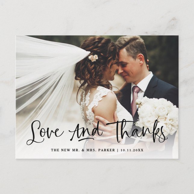Carte Postale Amour et Merci | Merci Mariage de photo décontract (Devant)