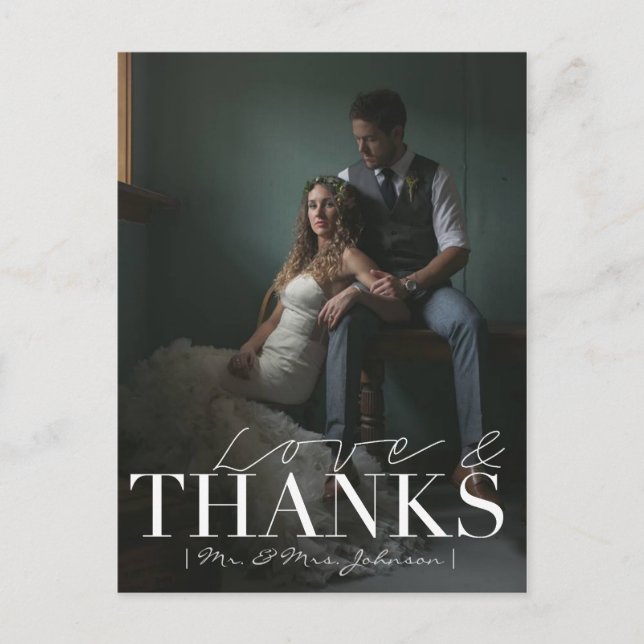 Carte Postale Amour et Merci modernes | Photo Merci Mariage (Devant)