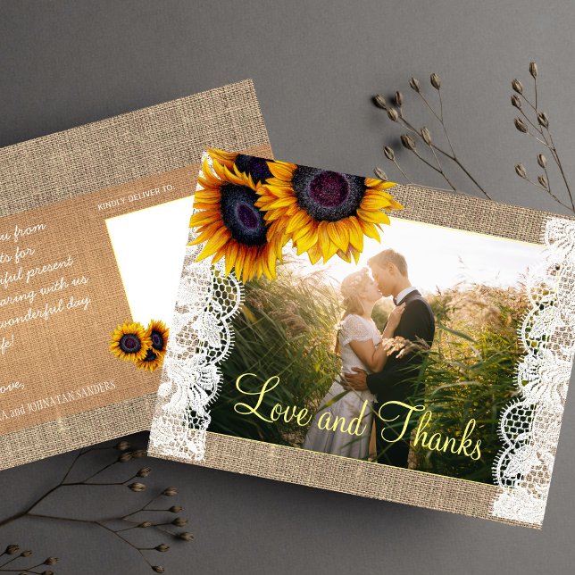 Carte Postale Amour et merci tournesols mariage merci (Créateur téléchargé)