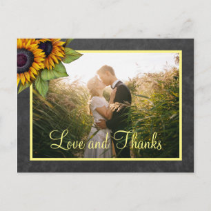 Carte Postale Amour et merci tournesols mariage merci