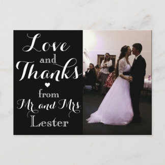 Carte Postale Amour et mercis de M. et de Mme Wedding Postcard
