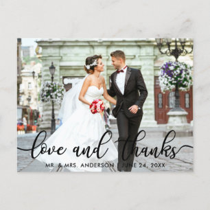 Carte Postale Amour et Remerciements Mariage Moderne Photo Merci