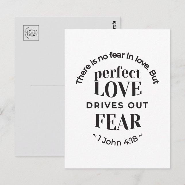 Carte Postale Amour Éternel - 1 Jean 4:18 Citation Écriture Art (Devant / Derrière)