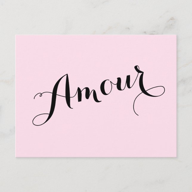 Carte Postale Amour Français Aimer Rose et Noir Chic Parisien (Devant)