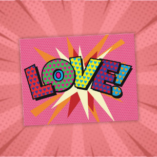 Carte Postale Amour Fun rétro bande dessinée Pop Art