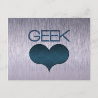 Carte postale Amour geek (Coeur), Bleu foncé
