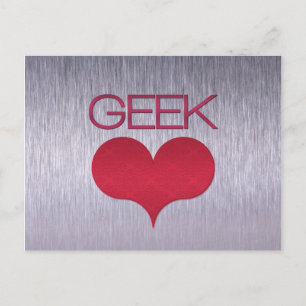 Carte postale Amour geek (Coeur), Rose foncé