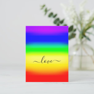 Carte Postale Amour LGBT Rainbow Pride Ombre Script Swash