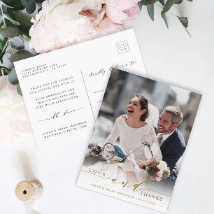 Carte Postale Amour moderne et remerciements Photo de mariage d'
