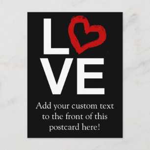 Carte Postale AMOUR, Noir et Blanc avec Coeur Rouge Sketched