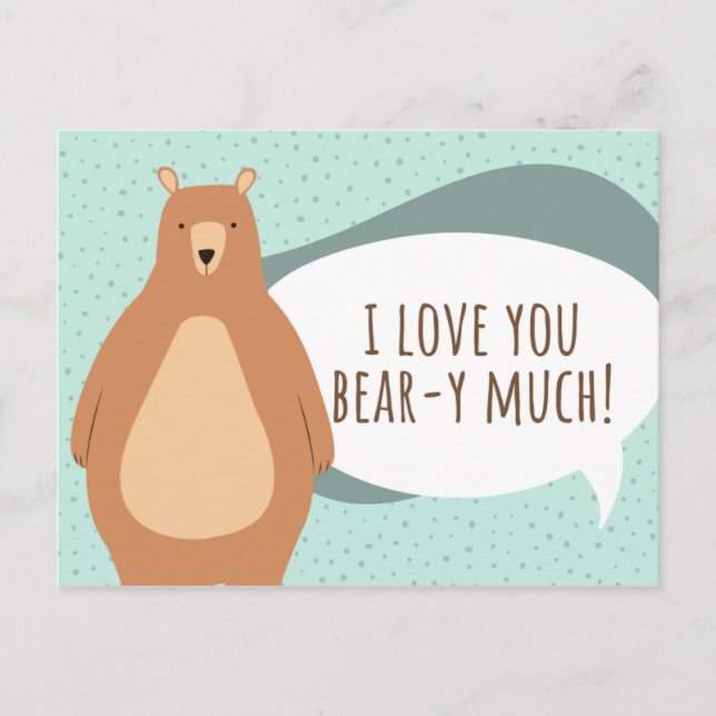 Carte Postale Amour Ours Vert Drôle Vous (Devant)