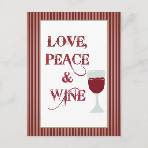 Carte Postale Amour Paix Vin