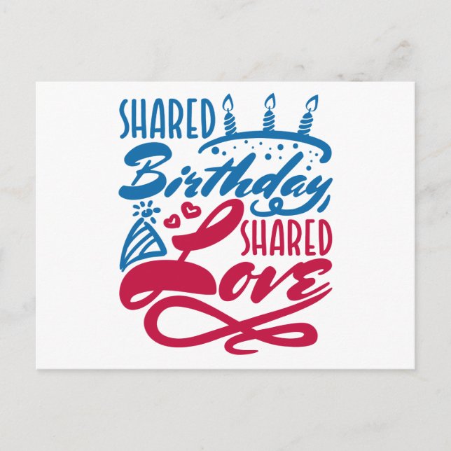 Carte Postale Amour partagé d'anniversaire partagé (Devant)