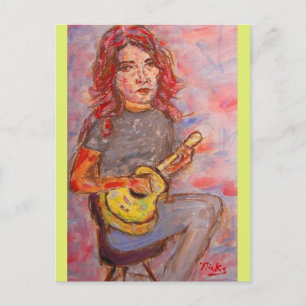 Carte Postale amour pour la paix et ukulele