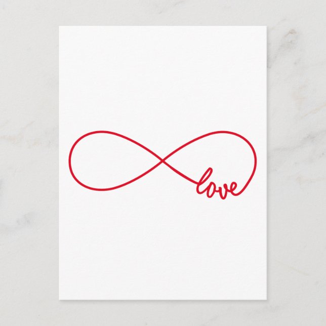 Carte Postale Amour pour toujours, signe rouge infini, amour san (Devant)