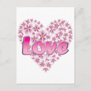 Carte Postale Amour rose et marguerites