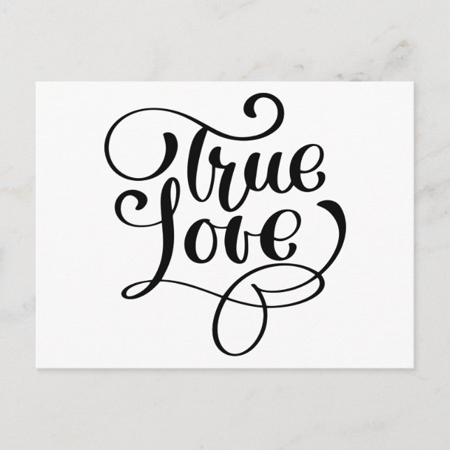 Carte Postale Amour Véritable Typographie Noir & Blanc Mariage N (Devant)