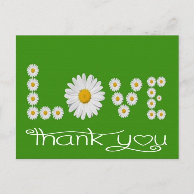 Carte Postale Amour Vert Et Blanc Floral Merci Fleur Faisy (Devant)