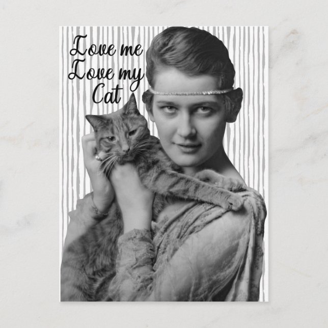 Carte Postale Amour Vintage Amour Moi Aimer Mon Chat (Devant)