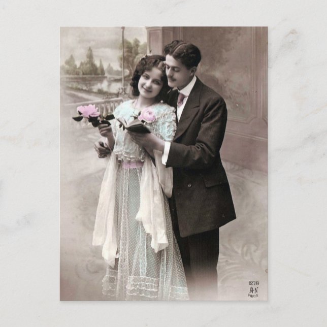 Carte Postale Amour vintage en couple (Devant)