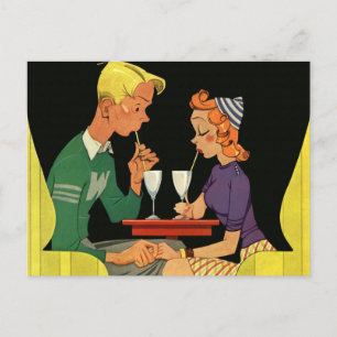 Carte Postale Amour vintage et romance, Ados à la boutique Soda
