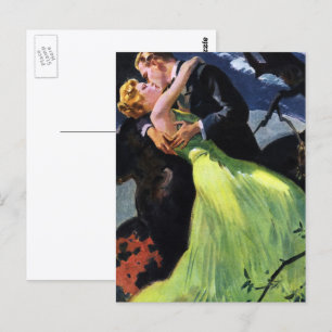 Carte Postale Amour vintage et romance, Baiser romantique