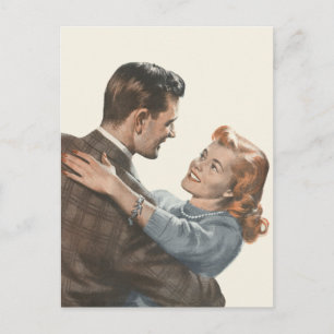 Carte Postale Amour vintage Romance Nouveaux mariés Dansons-nous
