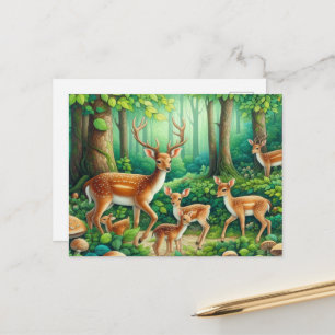 Carte Postale Amoureux de cerfs de campagne mignons