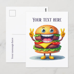 Carte Postale Amoureux de cheeseburger drôle ajouter le message