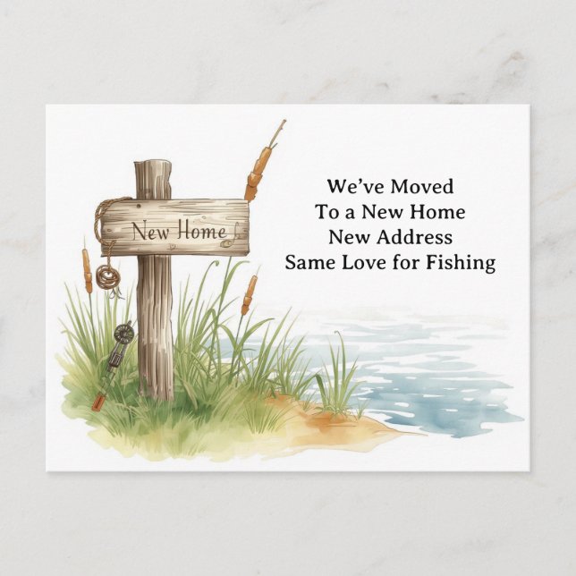 Carte Postale Amoureux de la pêche déménagement thème (Devant)