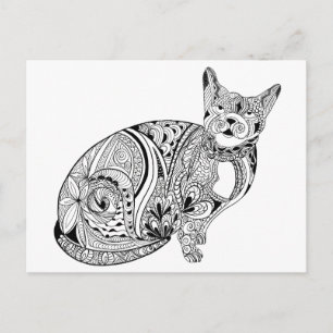 Carte Postale Amoureux de les chats chat noir et blanc